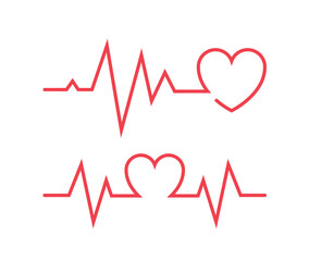 Ecg Heartbeat Lines With Hearts Collection
