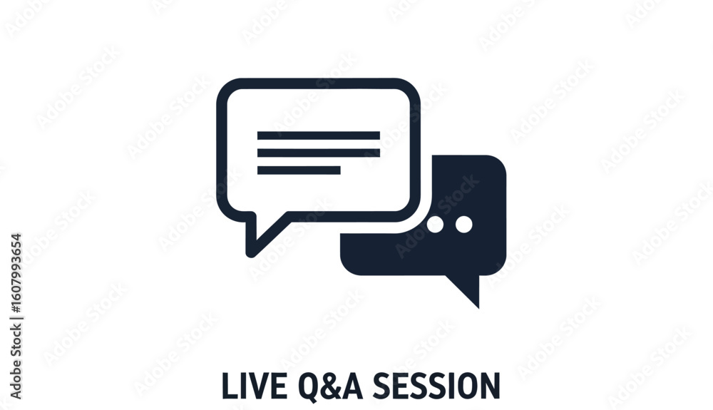 Aufkleber live q&a session icon: two speech bubbles signifying conversation and dialogue.