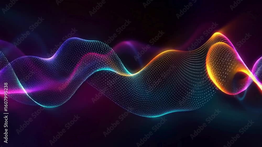 Poster a vibrant, multi-colored abstract design with undulating lines in an eye-catching graphic representa