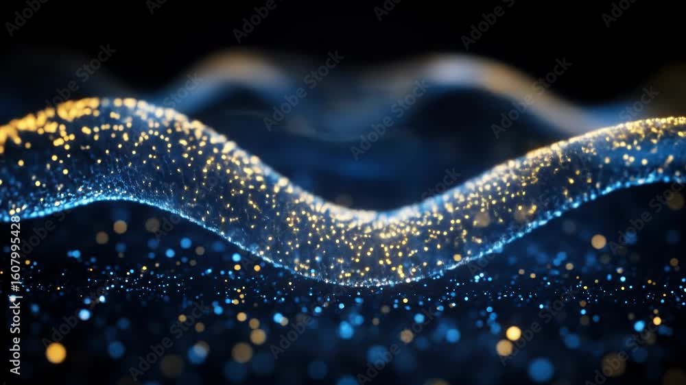 Poster abstract wave of glowing particles, a mesmerizing display of digital art and technological