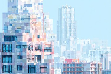 Obraz premium Abstract cityscape, pastel hues