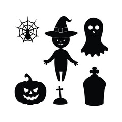 Creepy halloween rotting pumpkin with stitched voodoo mask silhouette design
