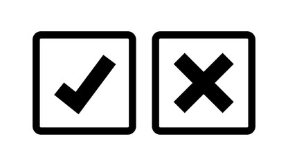 Check And Cross In Boxes And Circles Set Vector