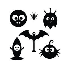 Six spooky halloween eyeball clipart designs in a silhouette style