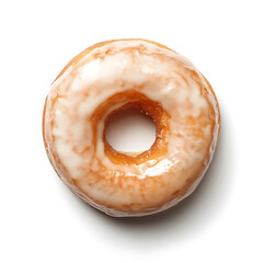 Glazed Donut with Smooth Icing on a White Background