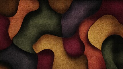 Abstract design with layered shapes and varied colors.