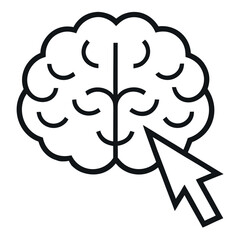 Art of clicking on the brain icon to represent a new idea or thought