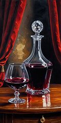 Elegant Red Wine Decanter and Glass