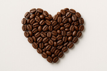A Heart Shaped Arrangement of Roasted Coffee Beans