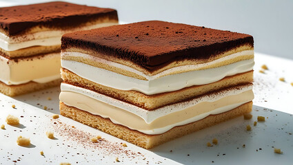 Decadent Layered Dessert with Creamy Filling and Chocolate Dust