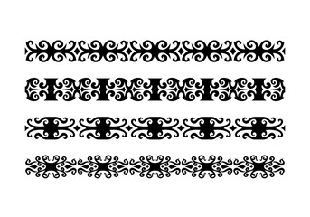 Ethnic borneo dayak tribe border pattern, swirl bold tribal frame pattern