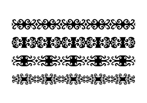 Ethnic borneo dayak tribe border pattern, swirl bold tribal frame pattern