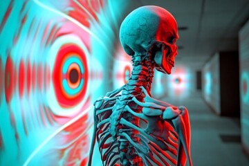 Invisible illness. Pain of disorder - tailbone pain: abstract image of mental state. Metaphorical tailbone pain physical senses, of a disorder and suffering. Unbearable discomfort. Feeling bad.