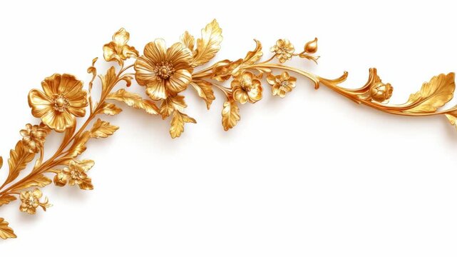 Fancy gold floral belt on white background.