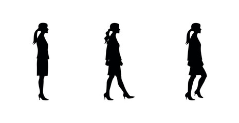 walking woman silhouettes on black colour
