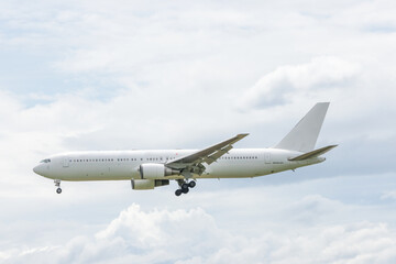 Airplane Touching Down At Fukuoka Airport During Summer Noon