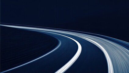 Abstract view of a curved road at night