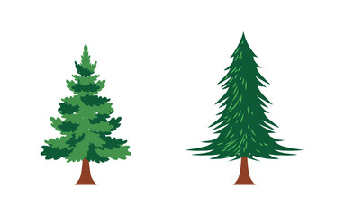 Collection of Christmas trees on white background