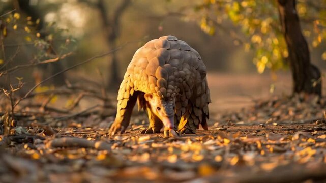 Pangolin in forest floor