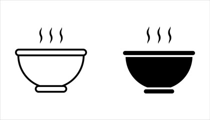 Collection of bowl icon set in black and white design. Vector illustration on white background.