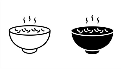 Collection of bowl icon set in black and white design. Vector illustration on white background.