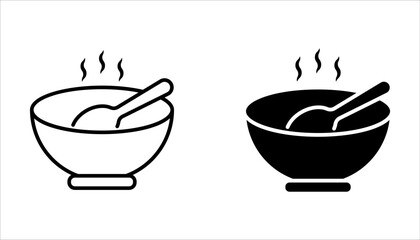 Collection of bowl icon set in black and white design. Vector illustration on white background.