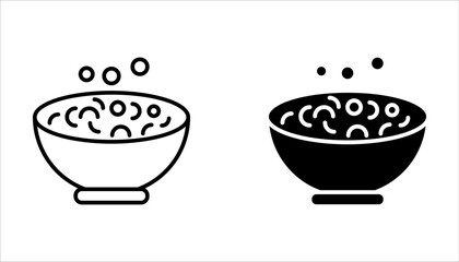 Collection of bowl icon set in black and white design. Vector illustration on white background.