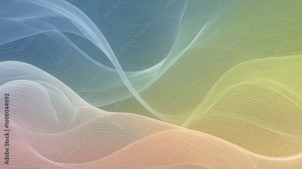 Poster abstract dynamic wave patterns with pastel gradient background backdrop