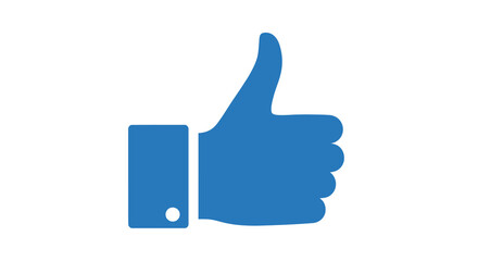 Blue Thumbs Up Icon, Flat Design, Positive Feedback Symbol