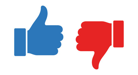 Blue Thumbs Up and Red Thumbs Down Hand Gestures