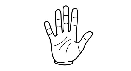 Stylized Black Outline of an Open Hand with Five Fingers Spread
