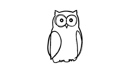 Whimsical Hand-Drawn Black and White Owl Illustration