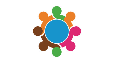 Colorful Abstract Circle of People Symbolizing Unity and Collaboration