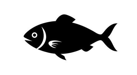 Stylized Black Silhouette of a Fish with Distinctive Fins and Eye