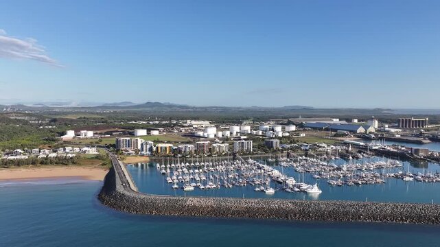 Aerial footage of Mackay Harbour Queensland Australia