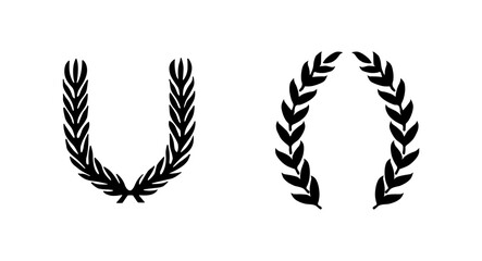 Black heraldic olive and laurel wreaths icons vector