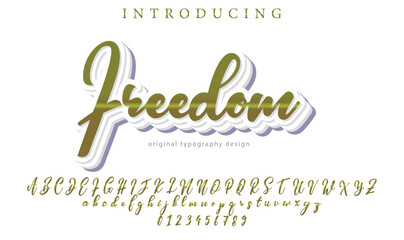 Freedom Font Stylish brush painted an uppercase vector letters, alphabet, typeface