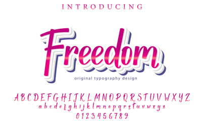 Freedom Font Stylish brush painted an uppercase vector letters, alphabet, typeface