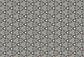 Seamless Symmetric Fabric Art Design Tile Fashion Geometric Shape Textile Visual Graphic Digital Decoration Interior Texture Wallpaper Luxury Template Cloth Perspective Background Endless Pattern.