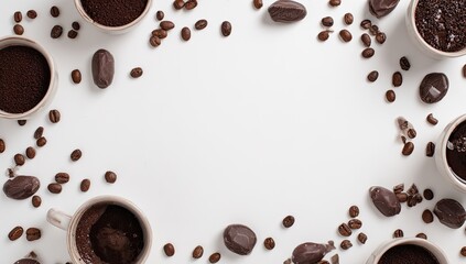 Coffee frame on white background