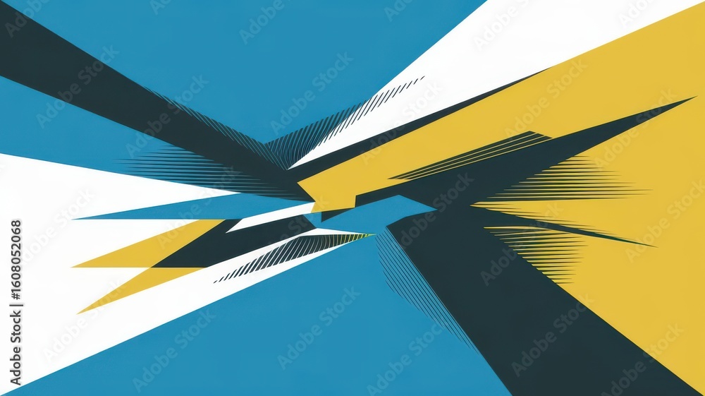 Poster abstract graphic design with angular forms in bold colors and dynamic composition