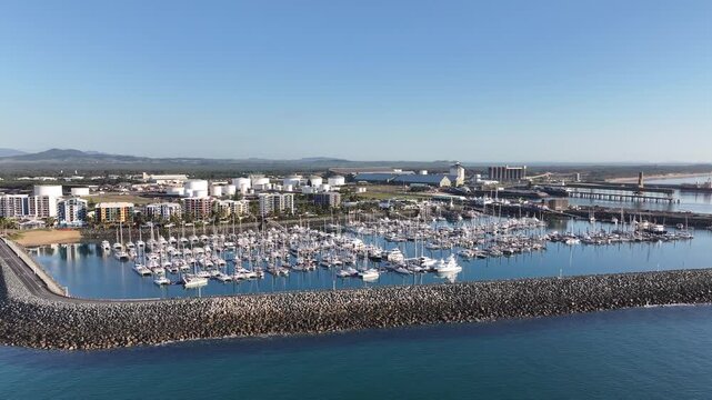 Aerial footage of Mackay Harbour Queensland Australia