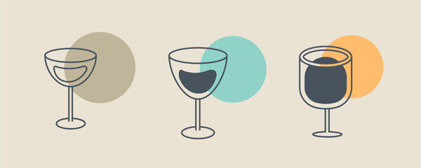 Vector simple minimal linear style illustration with cartoon hands holding wine glasses