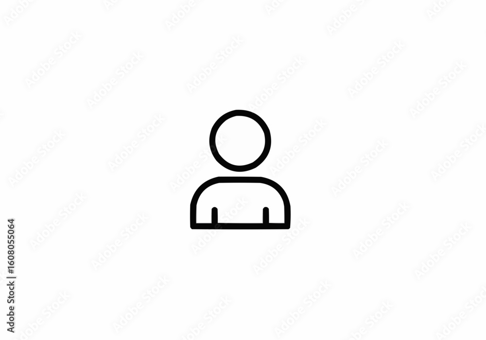 Poster simple representation of a person with a circular head and rounded shoulders in black outline design