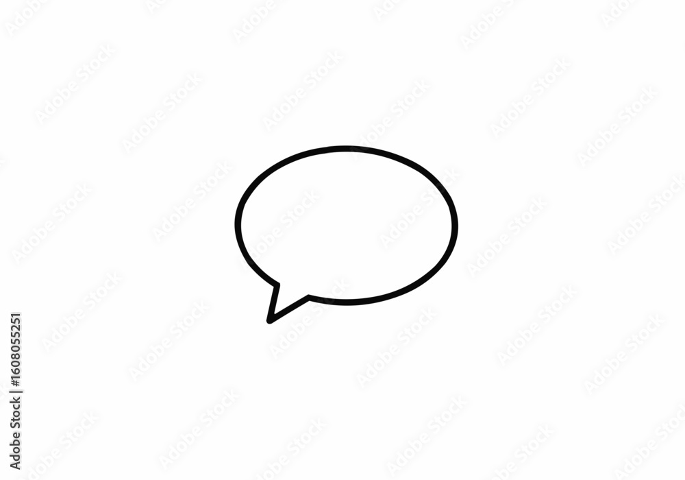 Poster a simple black outline of a speech bubble with a small pointer on the bottom left corner design elem