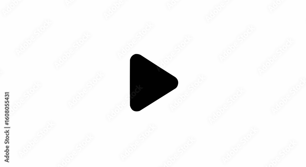Aufkleber a simple black play button icon centered on a white background suggesting media playback initiation