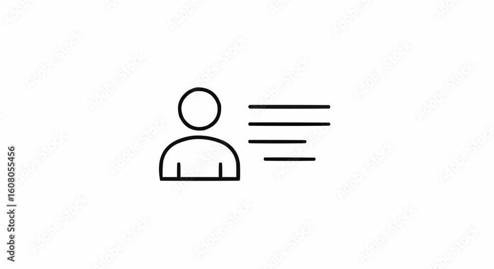 Aufkleber outline of a person icon with lines representing text or information next to the person figure