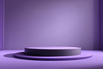 Two-Tiered Circular Display Platform in Purple Room