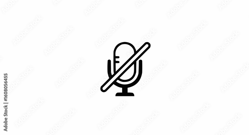 Poster muted microphone icon with a line through it indicating the audio is disabled and unavailable for us