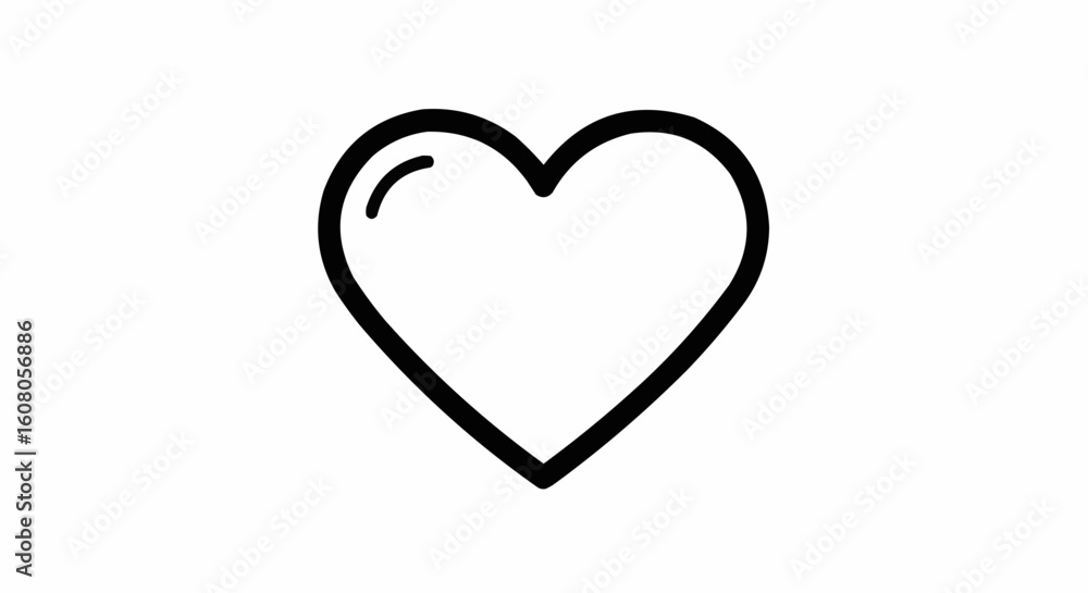 Poster illustration of a simple black heart shape with a highlight on the upper left side design element